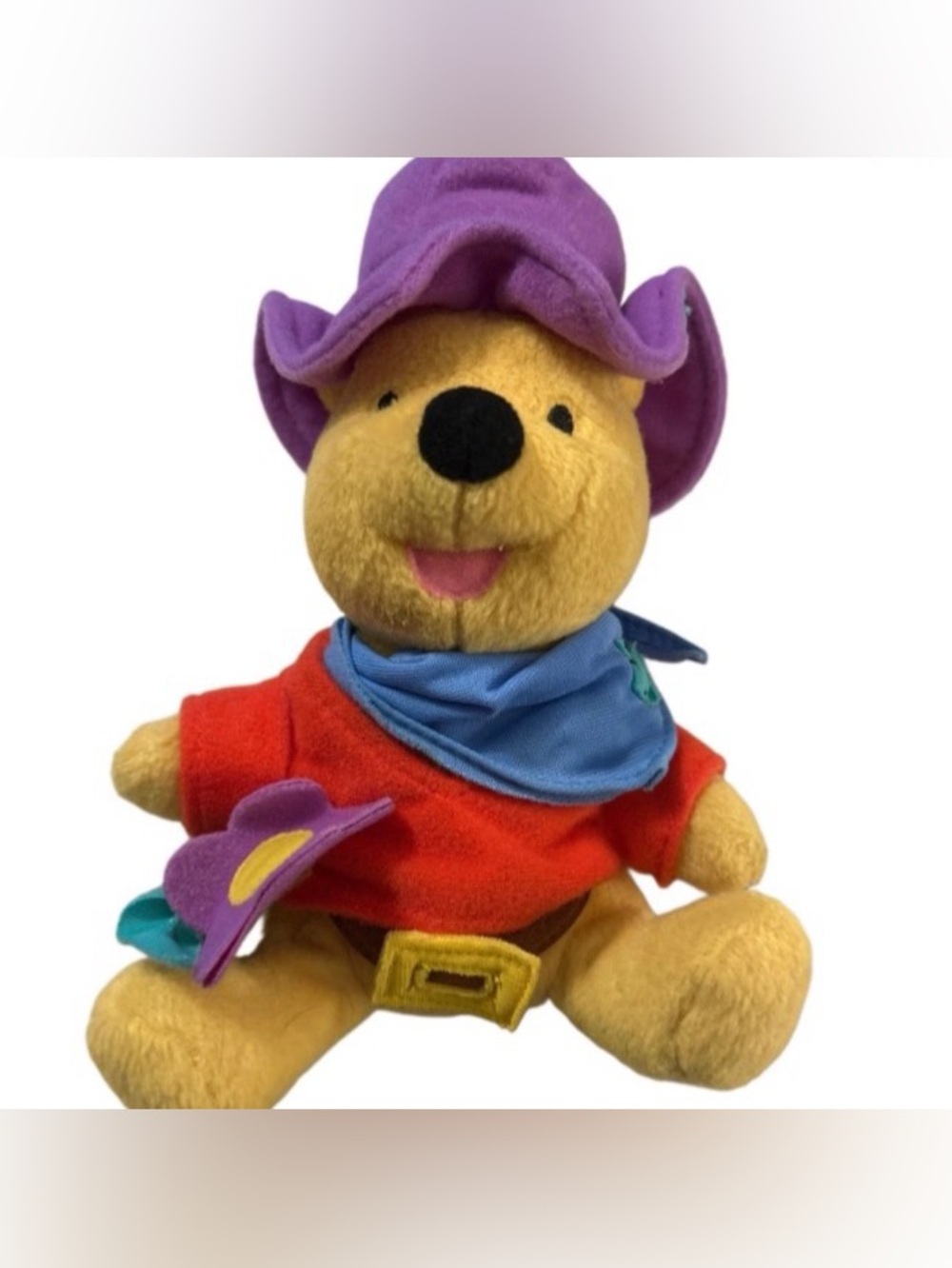 Winnie The Pooh 8” Plush Vintage Disney Stuffed Animal Hat Belt Scarf Shirt